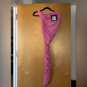 Norma Kamali One Shoulder Dress in Candy Pink